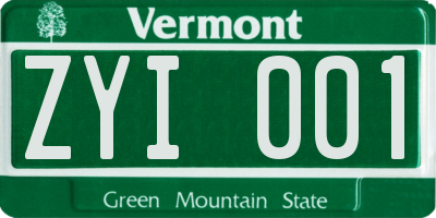 VT license plate ZYI001