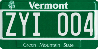 VT license plate ZYI004