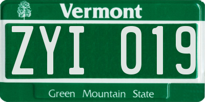 VT license plate ZYI019
