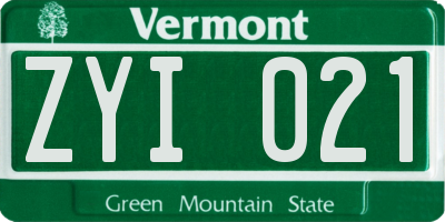 VT license plate ZYI021