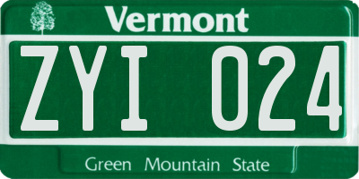 VT license plate ZYI024