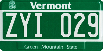 VT license plate ZYI029