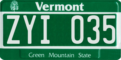 VT license plate ZYI035