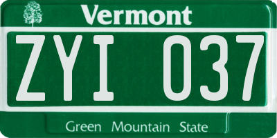 VT license plate ZYI037