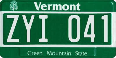 VT license plate ZYI041