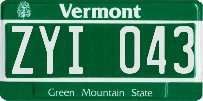 VT license plate ZYI043