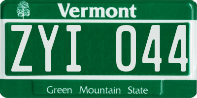 VT license plate ZYI044