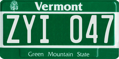 VT license plate ZYI047