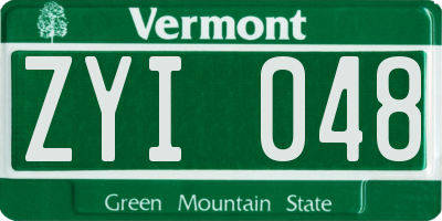 VT license plate ZYI048