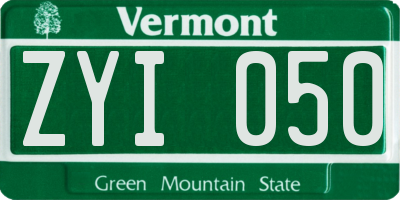 VT license plate ZYI050
