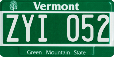 VT license plate ZYI052