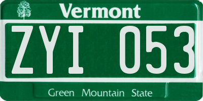 VT license plate ZYI053
