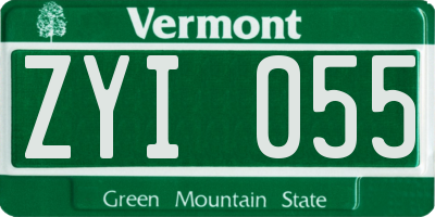 VT license plate ZYI055