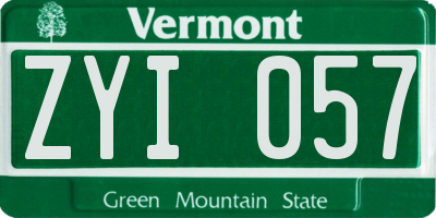 VT license plate ZYI057