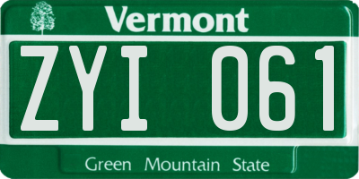 VT license plate ZYI061