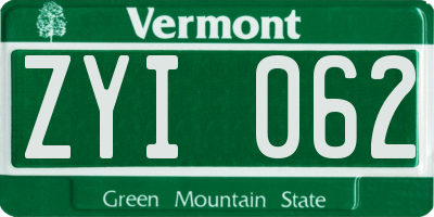 VT license plate ZYI062