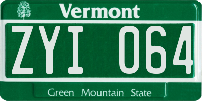 VT license plate ZYI064