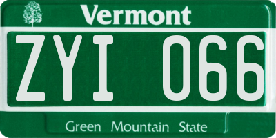 VT license plate ZYI066