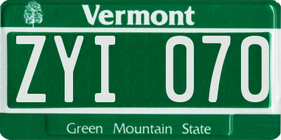 VT license plate ZYI070