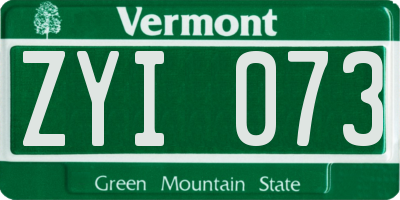 VT license plate ZYI073