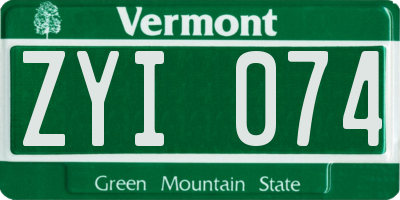 VT license plate ZYI074