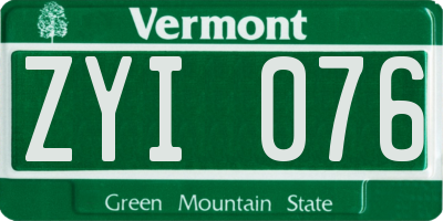 VT license plate ZYI076
