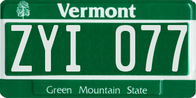 VT license plate ZYI077