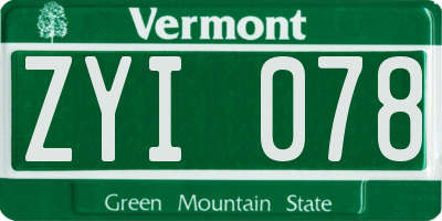 VT license plate ZYI078