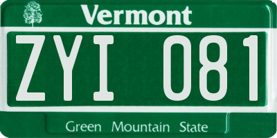 VT license plate ZYI081