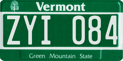 VT license plate ZYI084