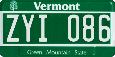 VT license plate ZYI086
