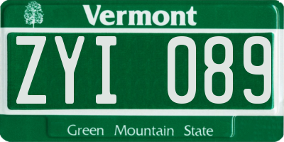 VT license plate ZYI089
