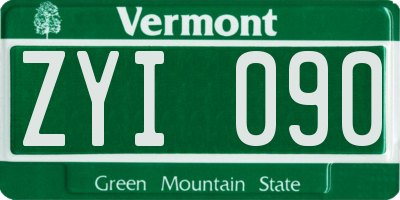 VT license plate ZYI090