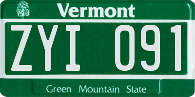 VT license plate ZYI091