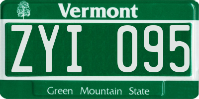 VT license plate ZYI095