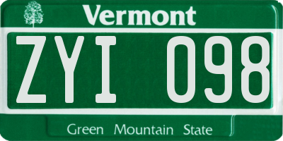 VT license plate ZYI098