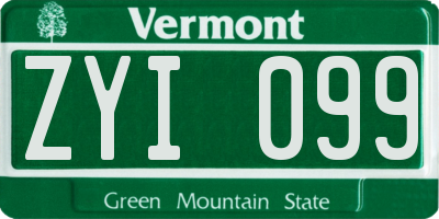 VT license plate ZYI099