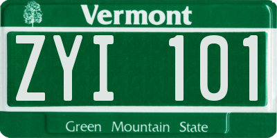 VT license plate ZYI101
