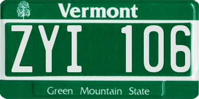 VT license plate ZYI106