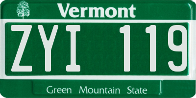 VT license plate ZYI119