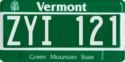 VT license plate ZYI121