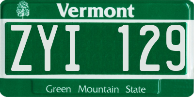 VT license plate ZYI129