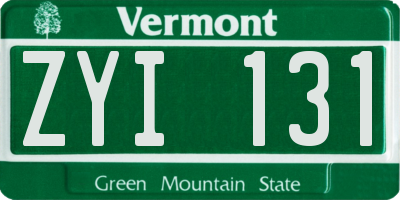 VT license plate ZYI131
