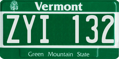 VT license plate ZYI132
