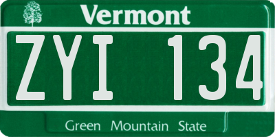 VT license plate ZYI134