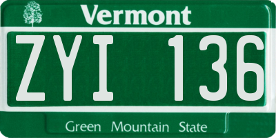 VT license plate ZYI136