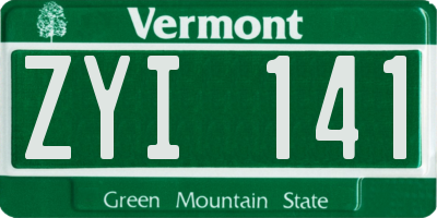 VT license plate ZYI141