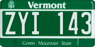 VT license plate ZYI143