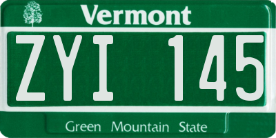 VT license plate ZYI145