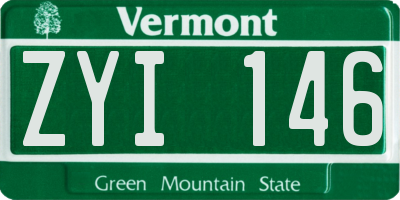 VT license plate ZYI146